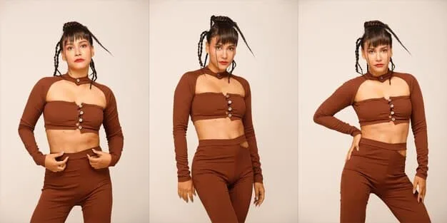 A split image showing Dua Lipa in a high-end outfit featuring chunky sneakers and a corset top on one side, and affordable alternatives from fast-fashion brands styled similarly on the other side.