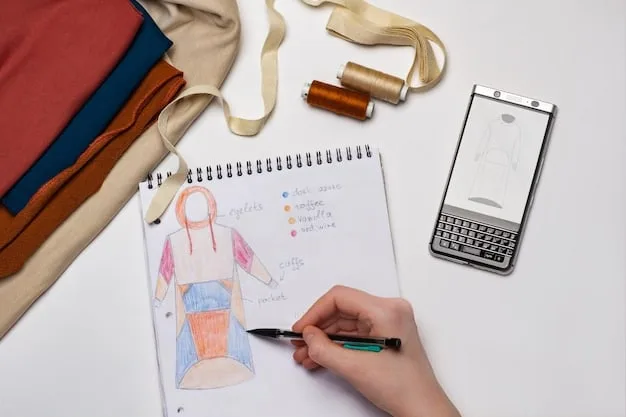 A close-up of a fashion designer's sketchbook, showcasing detailed sketches of clothing designs, with a copyright symbol subtly placed on one of the sketches.
