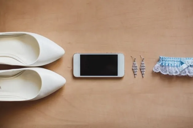 A flat lay of affordable-yet-chic accessories, including a small clutch bag, a minimalist necklace, and a pair of classic pointed-toe heels, all under the $150 budget.