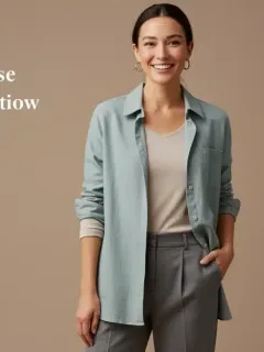 Stylish woman in a minimalist, sustainable outfit on a budget