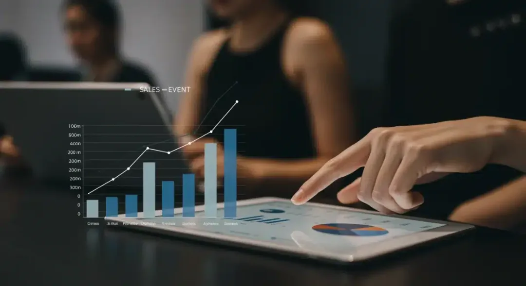 Data visualization showing fashion event sales trends and attendee demographics.