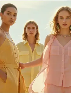 Models showcasing summer outfits in Pantone's 2026 Color of the Year