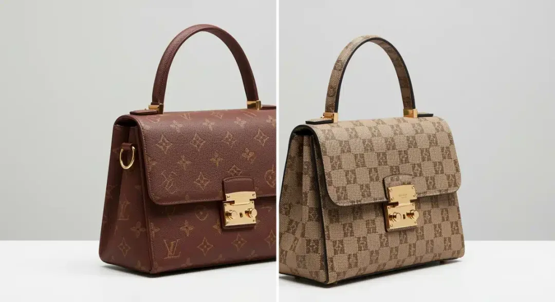 Comparison of designer handbag versus high-quality replica