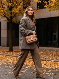 Stylish woman in celebrity-inspired fall fashion 2026
