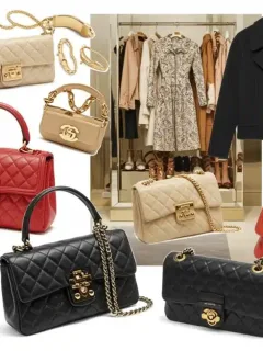 Designer handbags, shoes, and clothing from a celebrity closet purge, offering luxury fashion at a discount.