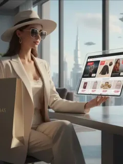 Woman finding luxury fashion deals online in 2026