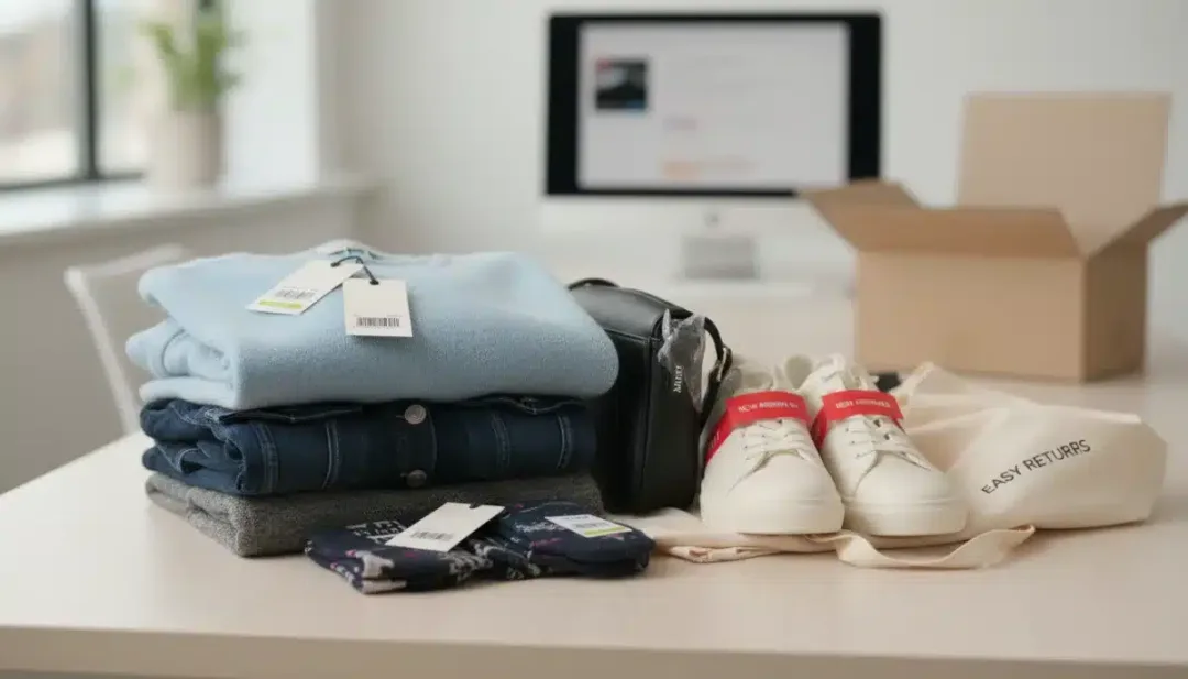 Organized returned items with tags for efficient smart returns