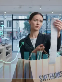 Woman reviewing receipt, maximizing smart returns for savings