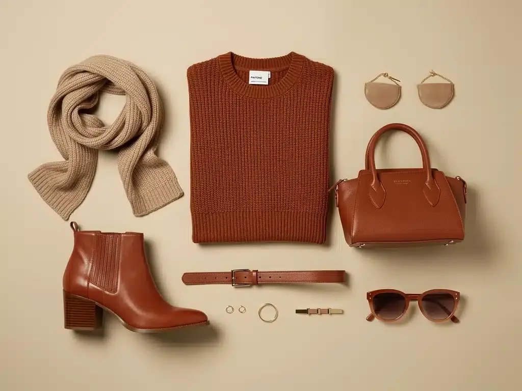 Flat lay of clothing in Fall 2026 Pantone color