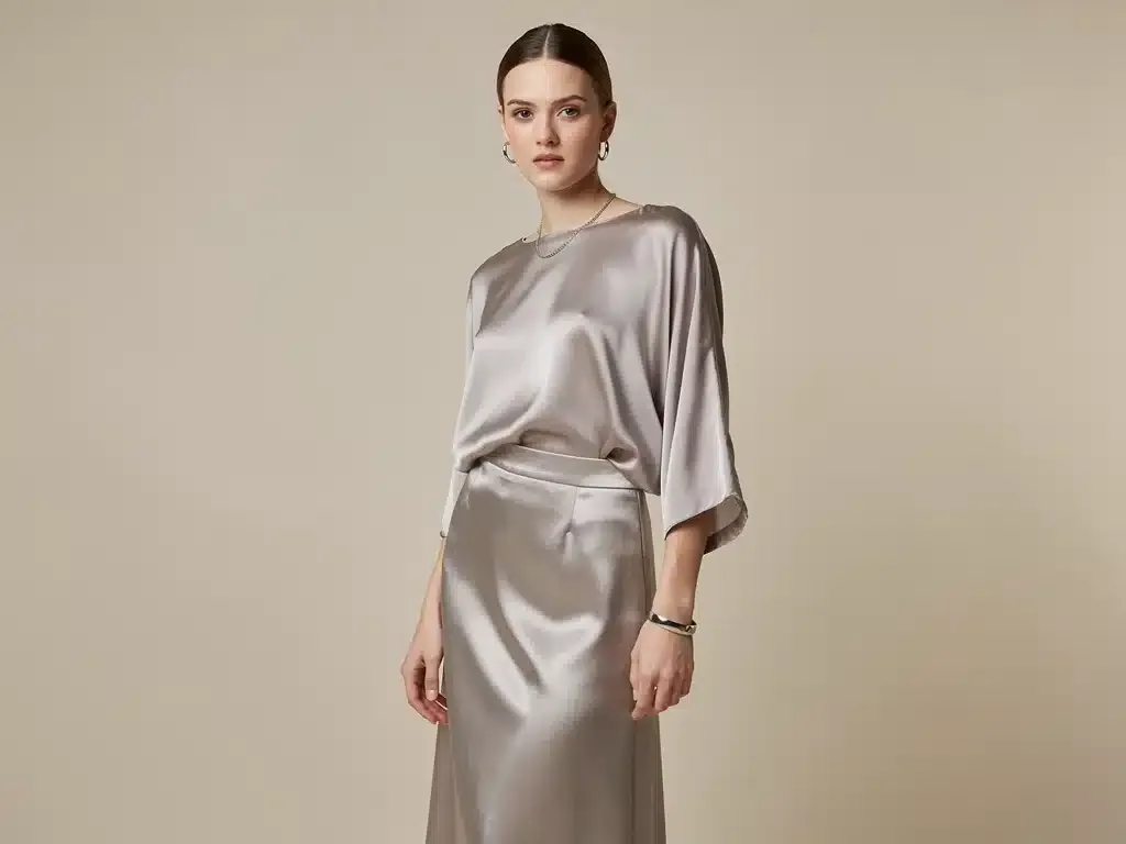 Person in a chic monochromatic textured outfit, reflecting a sophisticated Met Gala inspired accessible trend.