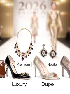 Seven A-List accessory dupes alongside their luxury inspirations, showcasing 2026 fashion trends.