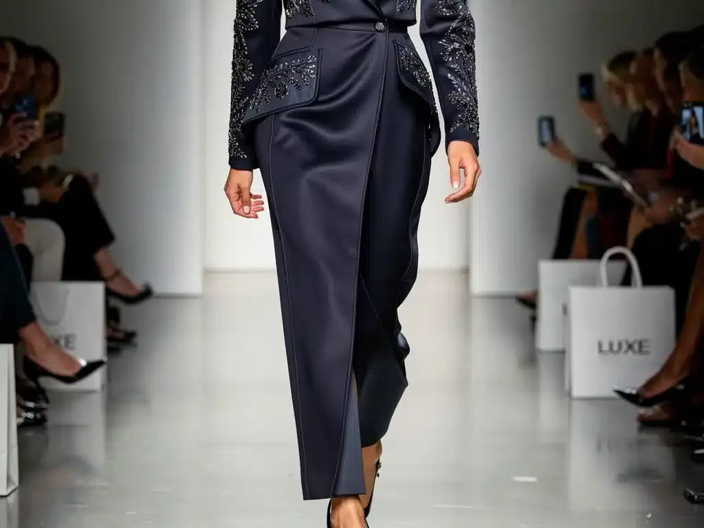 New York Fashion Week runway look showcasing Spring 2026 trend influence.