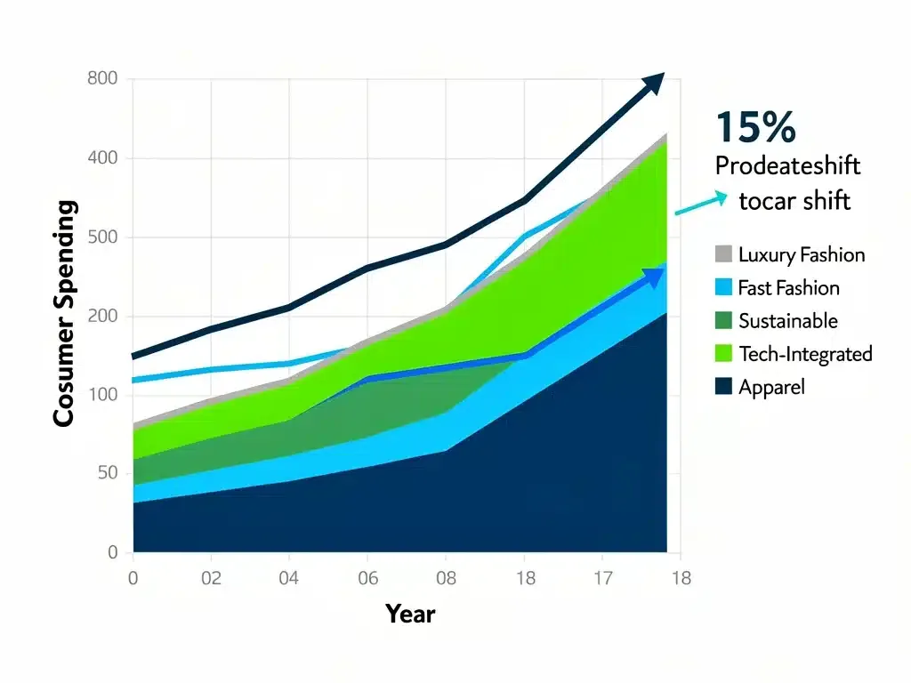 Graph showing projected consumer spending shifts in 2026 US fashion, highlighting sustainable apparel growth.