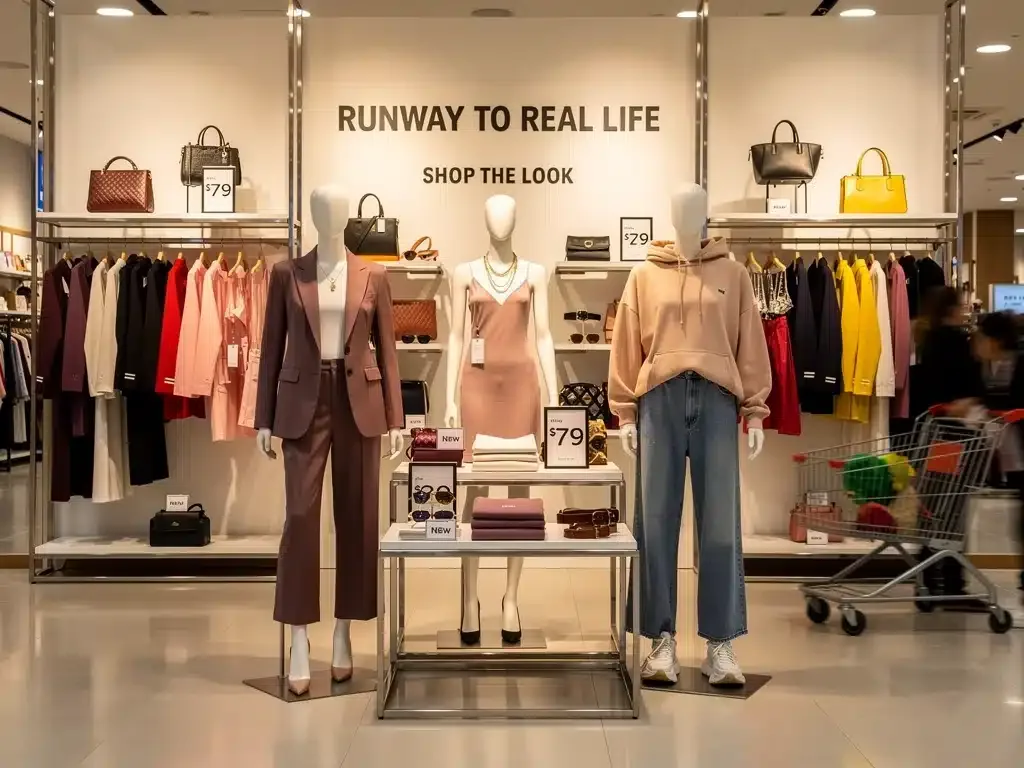 Retail display showcasing items influenced by US fashion event trends