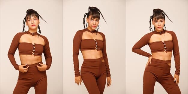 A split image showing Dua Lipa in a high-end outfit featuring chunky sneakers and a corset top on one side, and affordable alternatives from fast-fashion brands styled similarly on the other side.