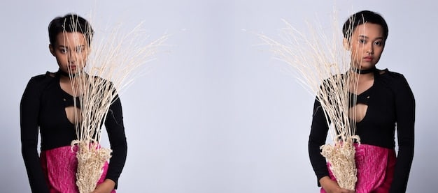 A split-screen image. On one side, a celebrity is wearing a designer dress, and on the other side, a model is wearing a similar but more affordable dress from a fast-fashion brand. The dresses share similar silhouettes and colors.