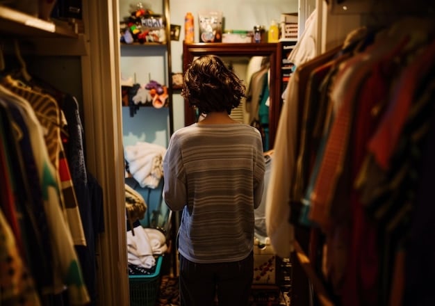 A person browsing through a well-organized thrift store, showcasing racks of clothing and accessories. The image should convey the excitement of finding a unique and affordable item.