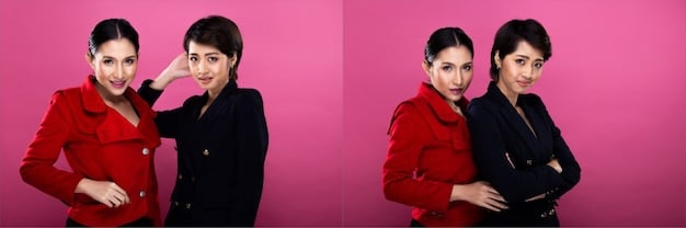 A split image showing a celebrity wearing a designer outfit on one side, and a similar, affordable outfit on the other side. Highlight the similarities and style elements that are achievable on a budget.