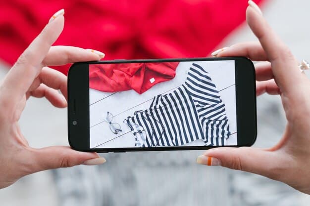 A split screen showing a close-up of an Instagram feed on a smartphone displaying various fashion influencers and a laptop screen displaying a trendy fashion blog website.