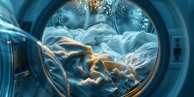 Close-up shot of a washing machine's control panel, focusing on the different settings like 