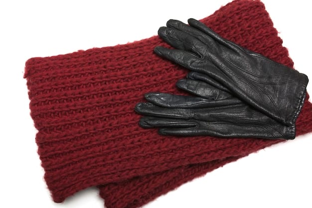 A flat lay of various winter accessories, including a chunky knit scarf, leather gloves, a wool beanie, and a pair of insulated boots. The image should showcase the textures and colors of each item, emphasizing their functionality and style.