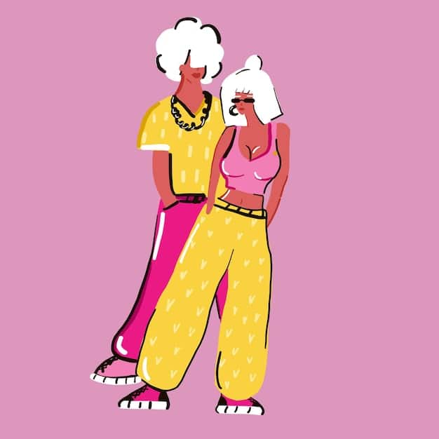 Two side-by-side illustrations of women in color-blocked outfits. The first shows a woman with a bright top and dark bottoms, highlighting the upper body. The second shows a woman with dark top and bright bottoms, demonstrating balance.