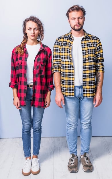 A split image showing the same person wearing a white button-down shirt styled in two different ways: once with shorts and sandals for summer, and again with jeans and a blazer for fall.