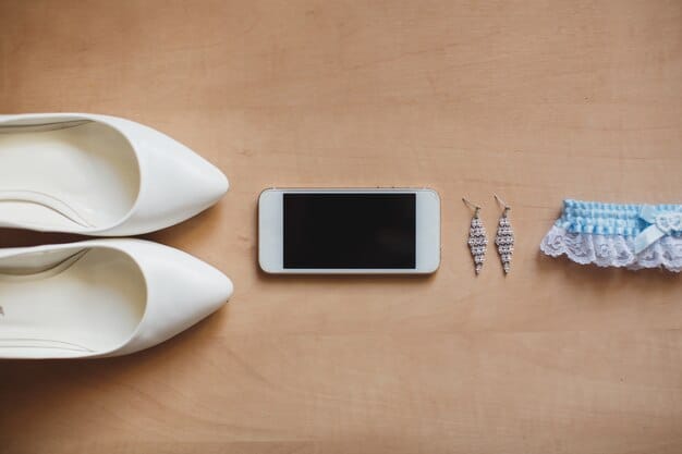 A flat lay of affordable-yet-chic accessories, including a small clutch bag, a minimalist necklace, and a pair of classic pointed-toe heels, all under the $150 budget.