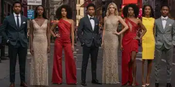 Diverse models confidently displaying budget-friendly red carpet inspired outfits.