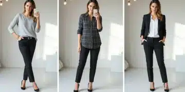 Woman demonstrating three distinct styles from one celebrity outfit