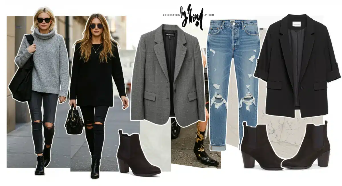 Fashion mood board with celebrity street style inspiration