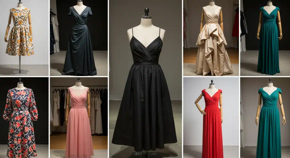 Collection of designer dresses for rent in showroom