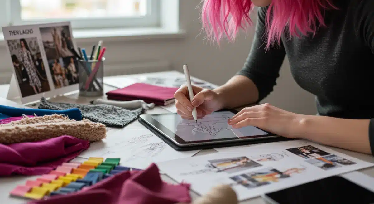 Fashion designer sketching new collection ideas.