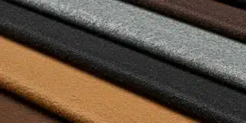 Close-up of various high-quality coat fabrics