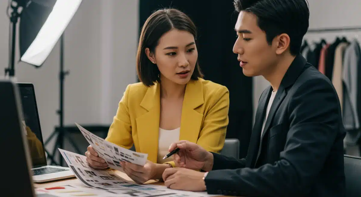 Fashion influencer and event organizer planning a successful marketing campaign.