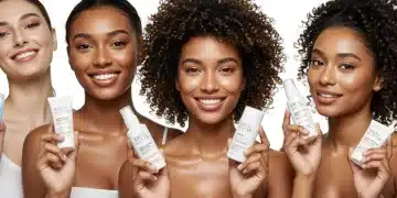 Radiant individuals showcasing affordable celebrity skincare routines with drugstore finds.