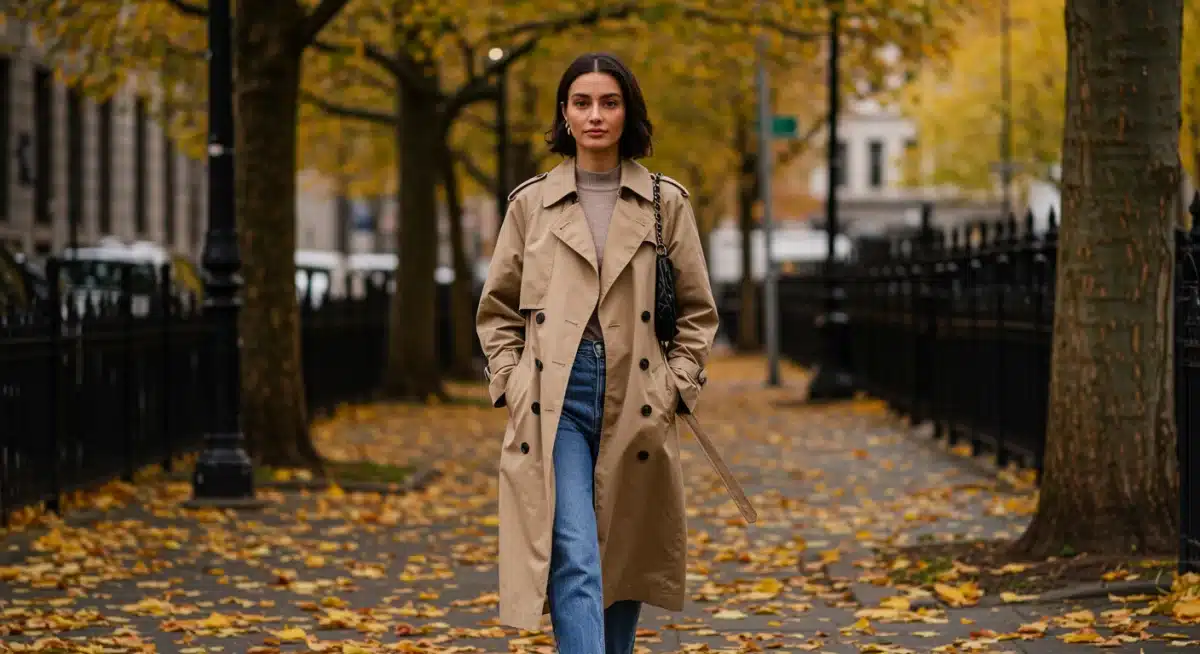 Modern trench coat, celebrity fall outerwear trend