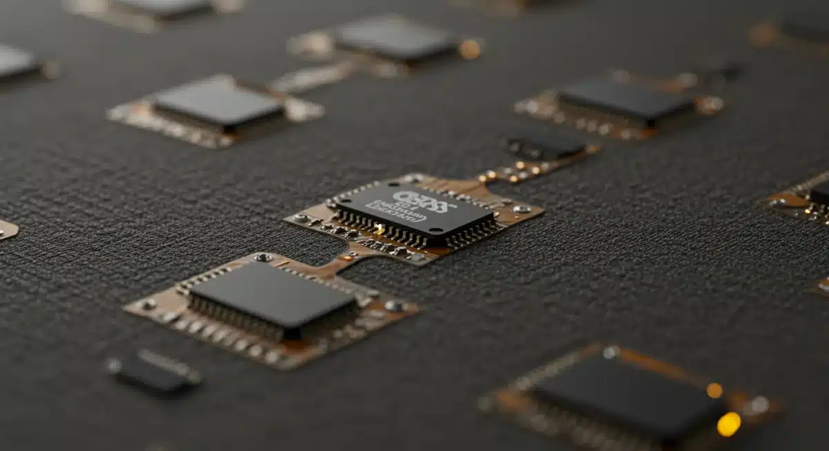 Close-up of smart textile with embedded sensors for sustainable fashion